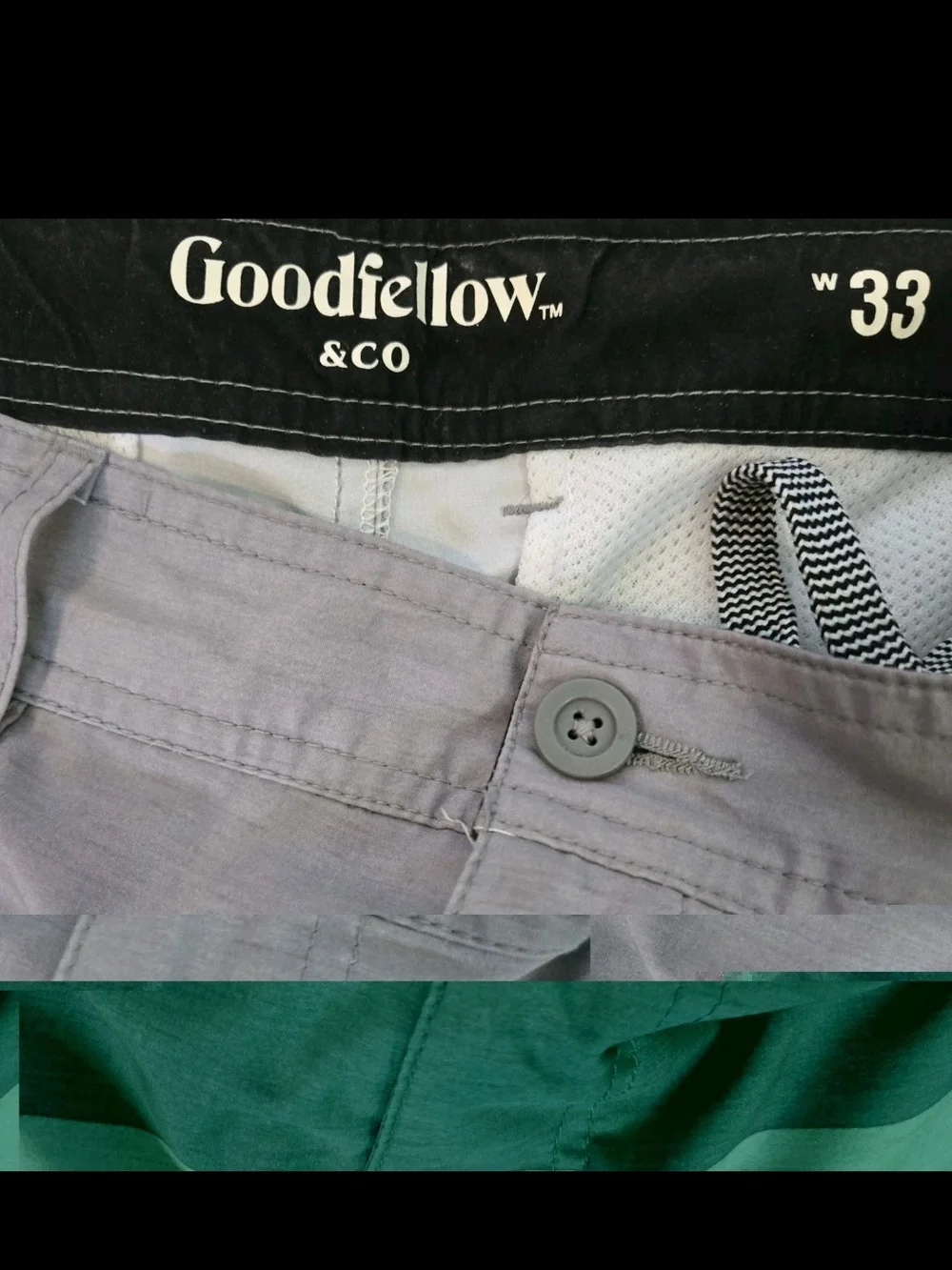 Goodfellow & Co Grey Teal Striped Hybrid Shorts 33